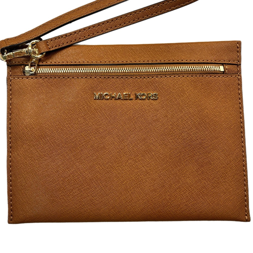Michael Kors large wristlet purse/wallet 8” x 6” like new never used Camel color